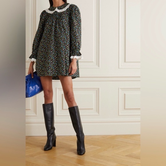 Doen Dresses & Skirts - DOEN lisette mini dress montpellier floral small multicolor floral lace collar